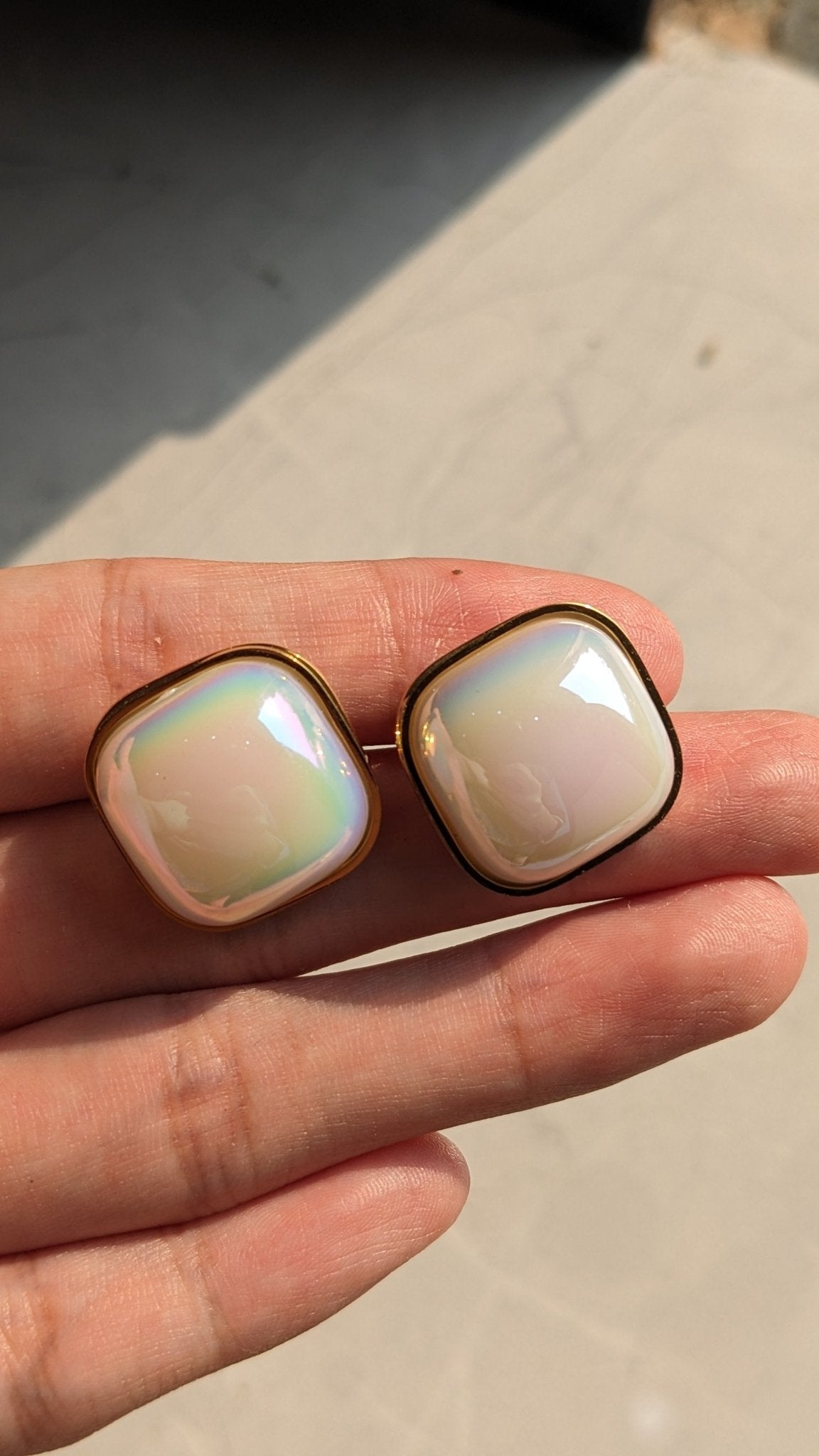 WHITE OPAL EARSTUDS - SIFARA JEWELS
