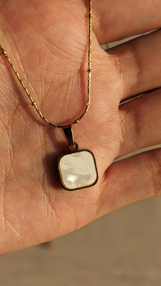 WHITE SQUARE PENDANT - SIFARA JEWELS