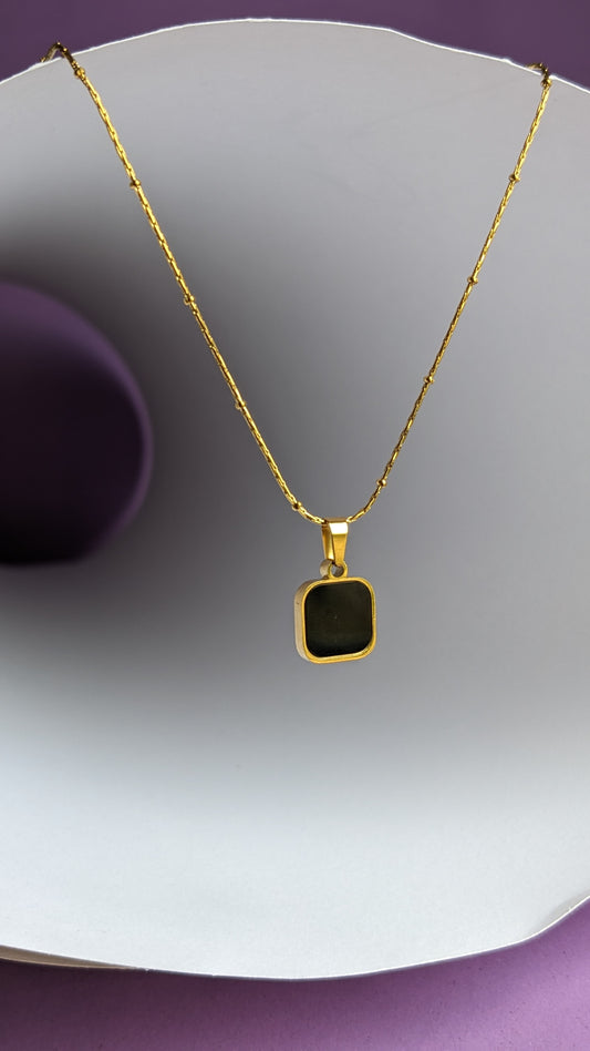 TWO SIDED BLACK SQUARE PENDANT