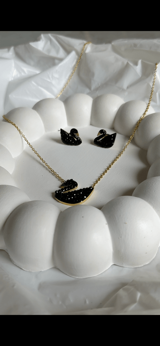 BLACK SWAN NECKLACE SET - SIFARA JEWELS
