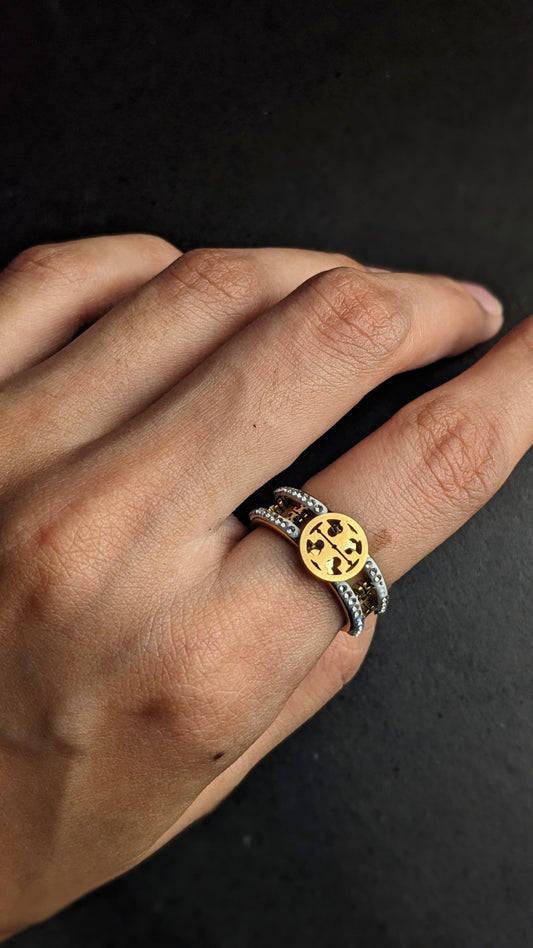 Stainless Steel Tory Burch Ring - SIFARA JEWELS