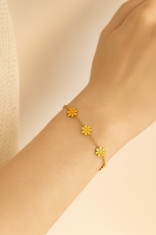 Stainless Steel Daisy Bracelet