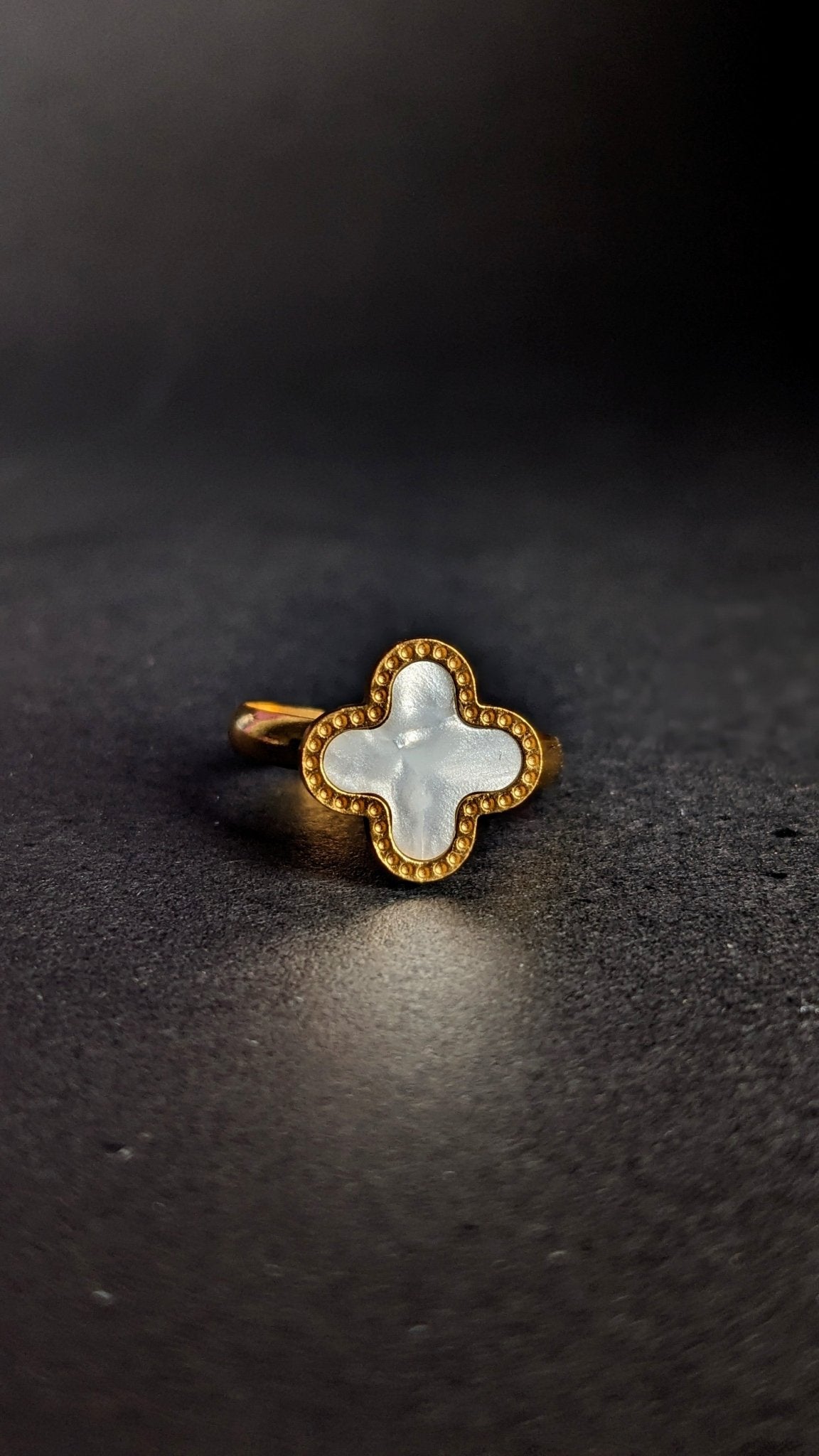 4 - Piece Stainless Steel White Clover Jewelry Set – Pendant Necklace, Earrings, Bracelet & Ring - SIFARA JEWELS