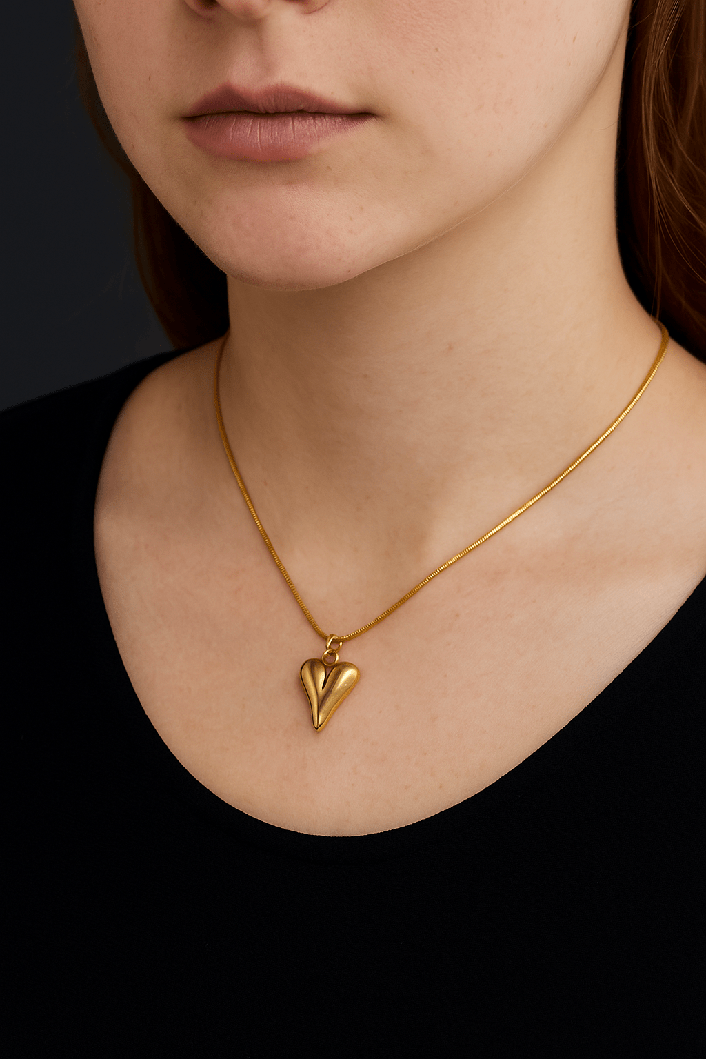 Stainless Steel Gold Heart Pendant - SIFARA JEWELS