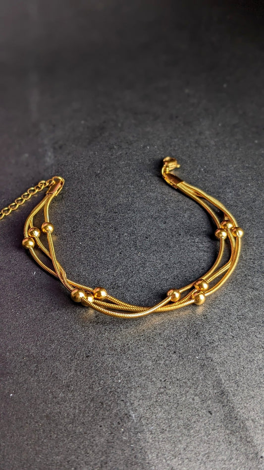 Stainless Steel Three Layered Balls Beads Bracelet - SIFARA JEWELS