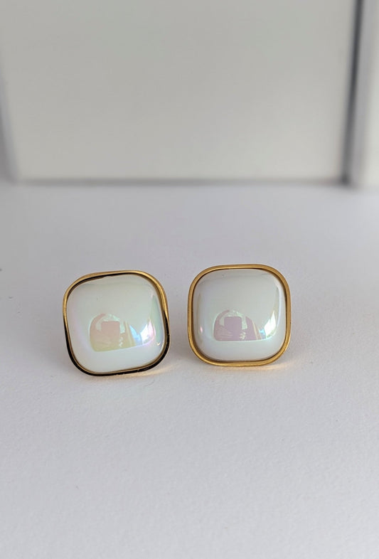 WHITE OPAL EARSTUDS - SIFARA JEWELS