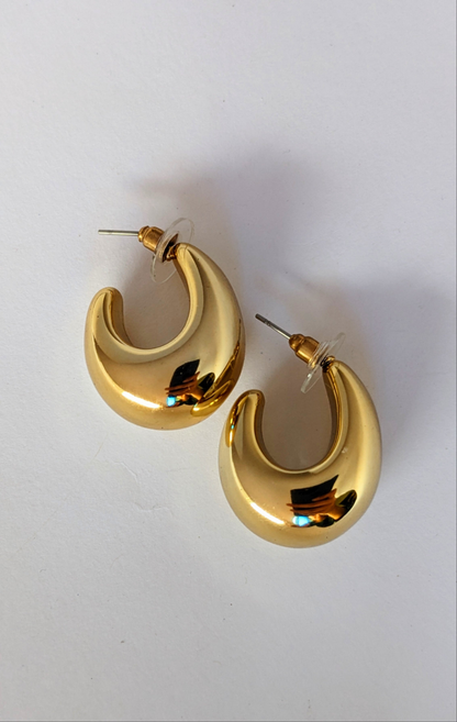 ROUND WATER DROPLET HOOP EARRINGS