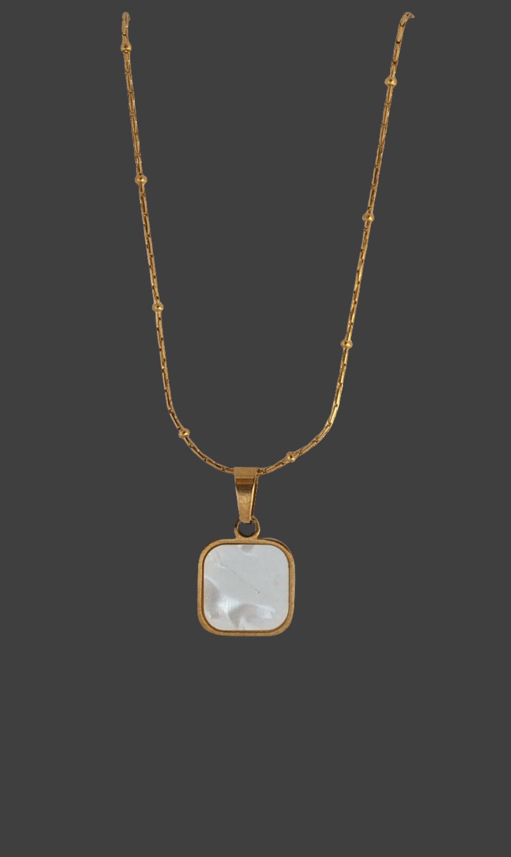 WHITE SQUARE PENDANT - SIFARA JEWELS
