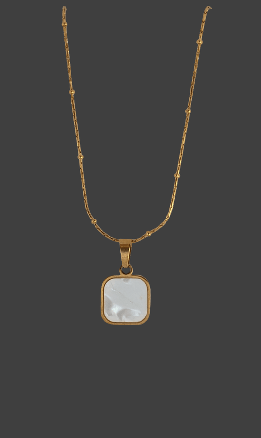 WHITE SQUARE PENDANT - SIFARA JEWELS