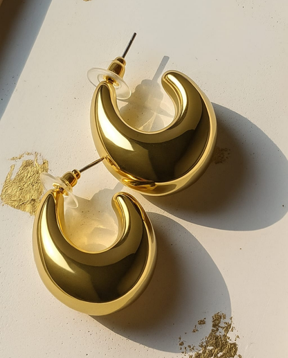 ROUND WATER DROPLET HOOP EARRINGS