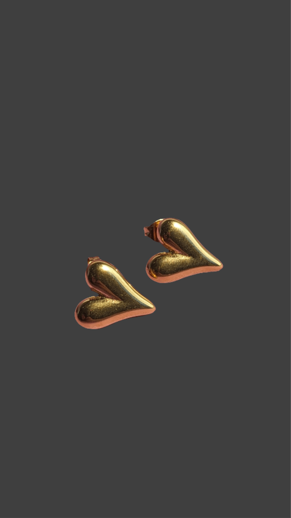 Gold Heart Shaped Ear Studs - SIFARA JEWELS