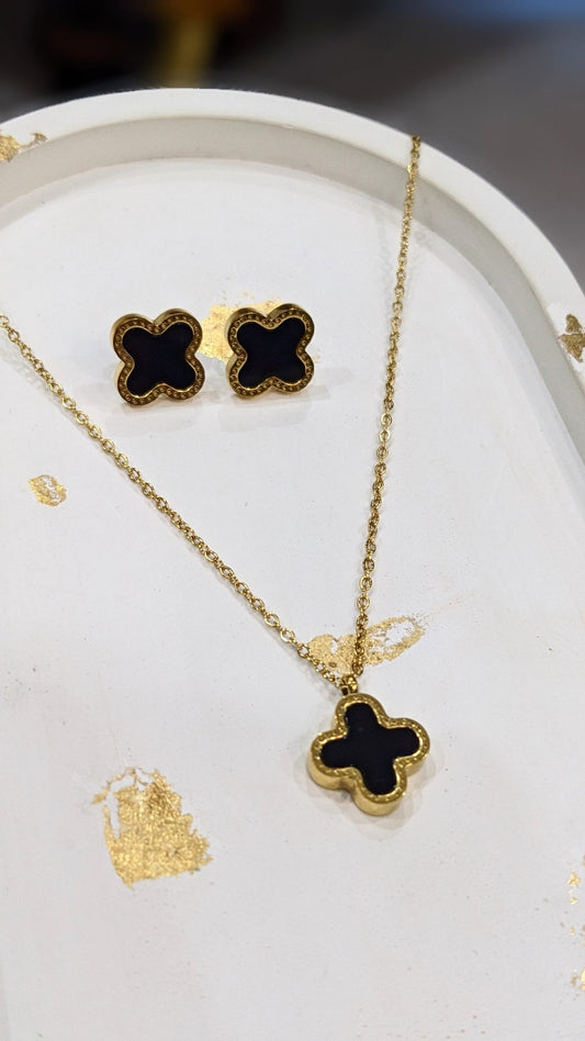 BLACK CLOVER NECKLACE - SET OF TWO - SIFARA JEWELS