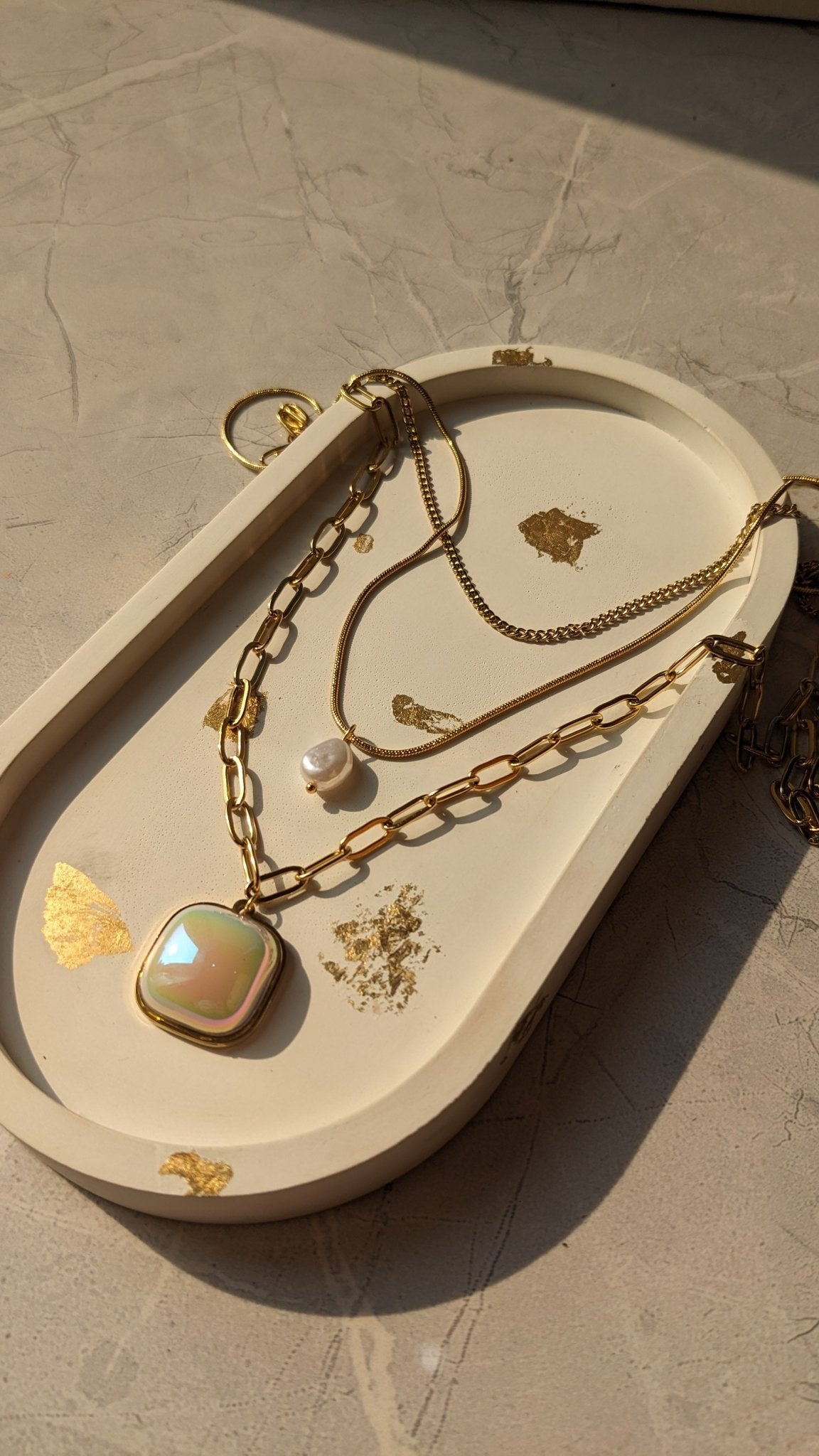 THREE LAYERED WHITE OPAL NECKLACE - SIFARA JEWELS