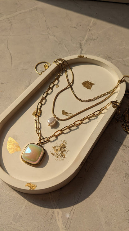 THREE LAYERED WHITE OPAL NECKLACE - SIFARA JEWELS