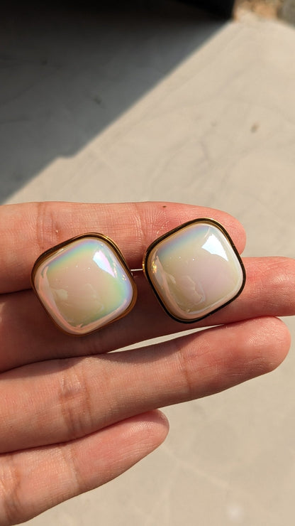 WHITE OPAL EARSTUDS - SIFARA JEWELS