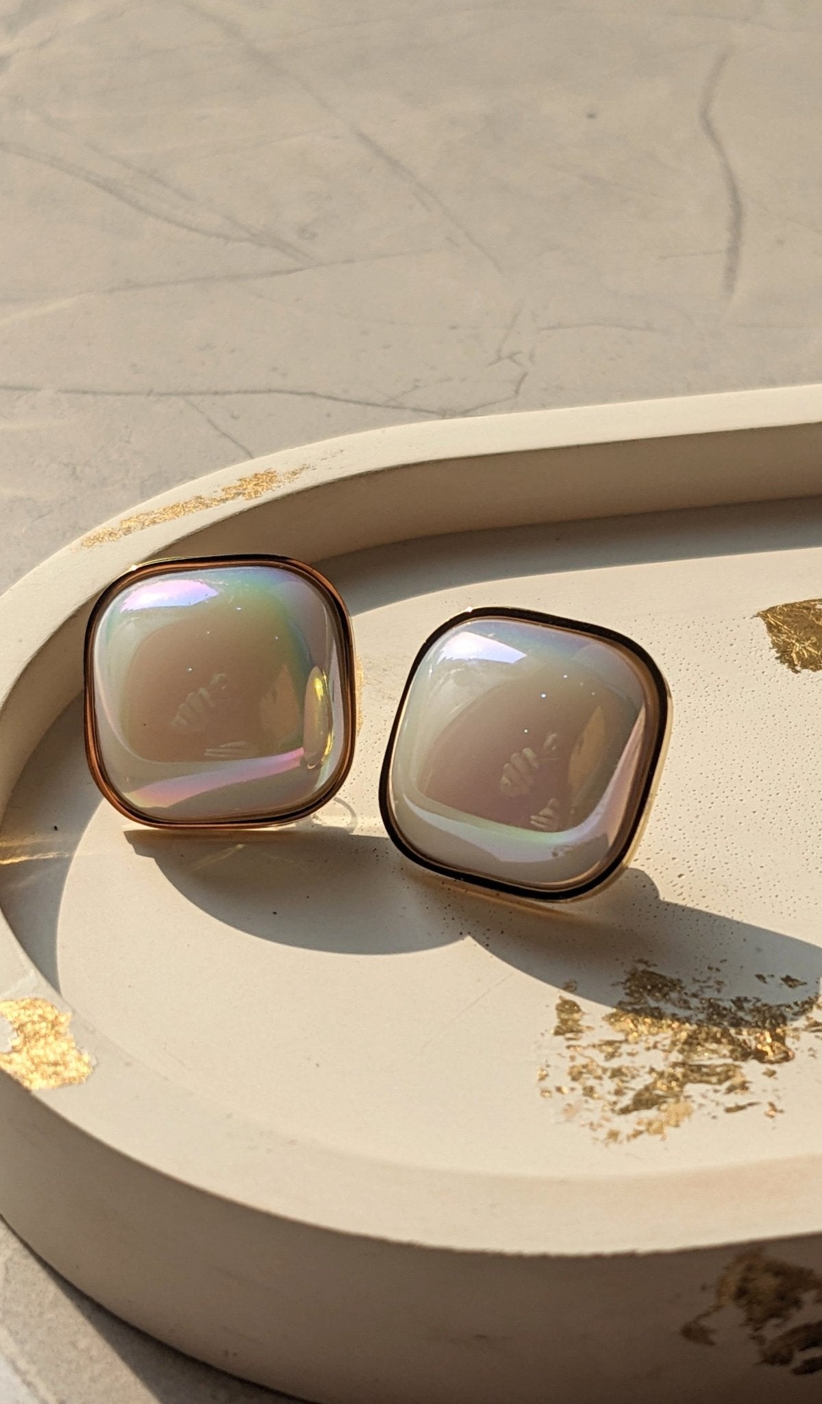 WHITE OPAL EARSTUDS - SIFARA JEWELS