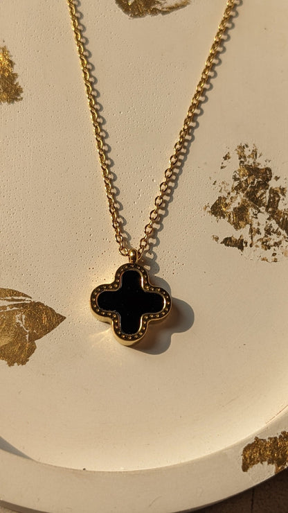 Black Clover Jewelry Set – Pendant Necklace, Earrings & Bracelet (3 - Piece Stainless Steel Set - SIFARA JEWELS