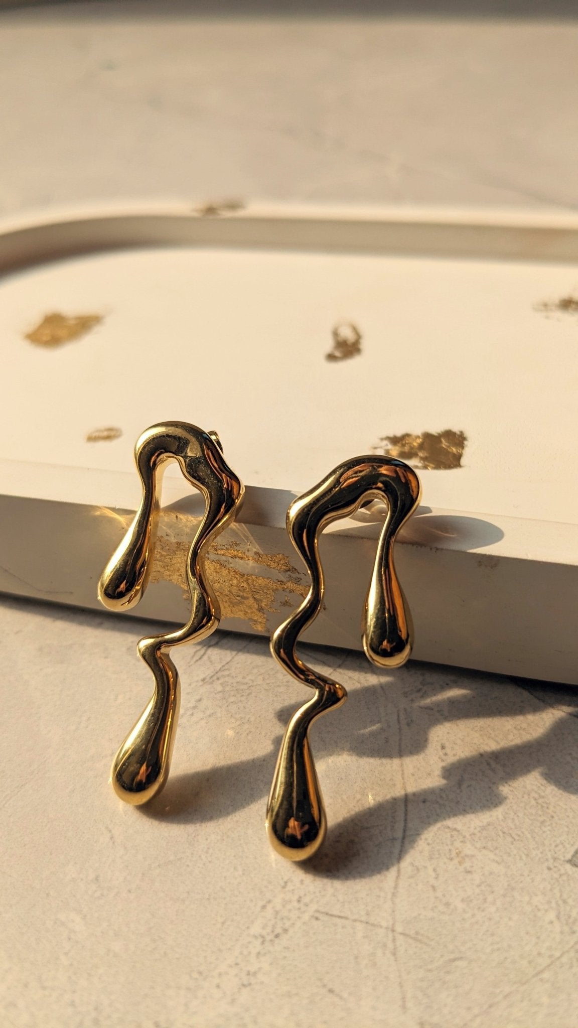 MELTED GOLD EARRINGS STAINLESS STEEL - SIFARA JEWELS