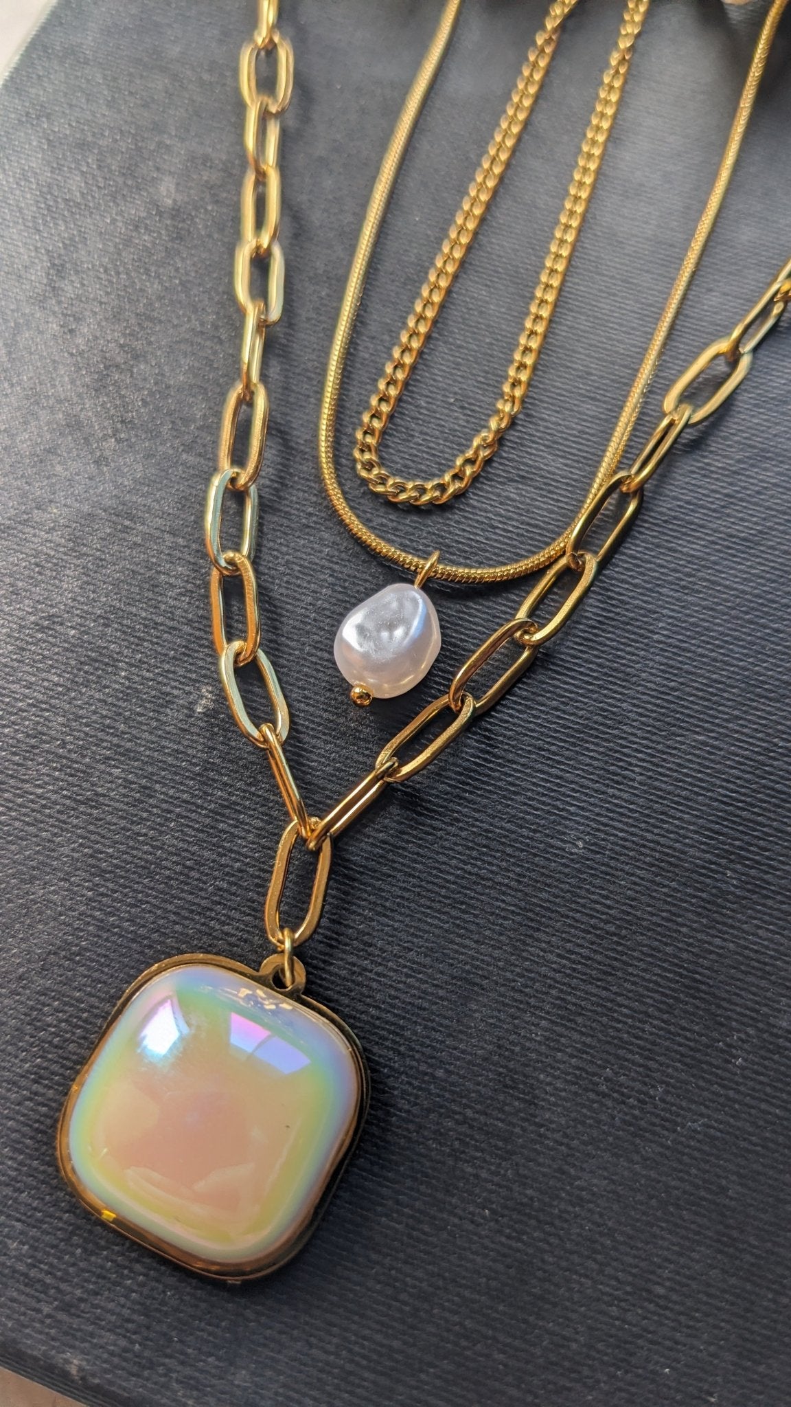 THREE LAYERED WHITE OPAL NECKLACE - SIFARA JEWELS