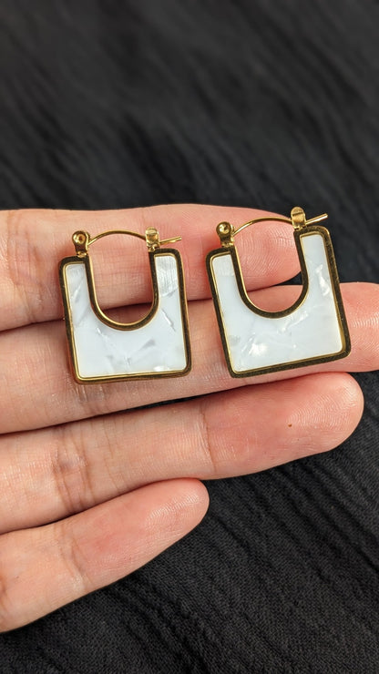 PADLOCK STAINLESS STEEL HOOP EARRINGS - SIFARA JEWELS