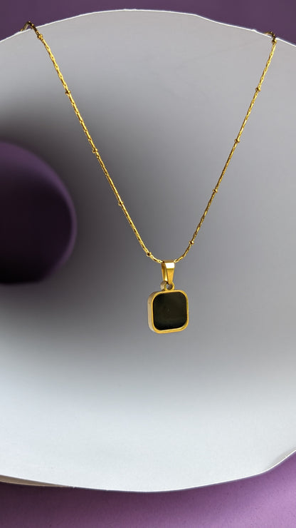 TWO SIDED BLACK SQUARE PENDANT
