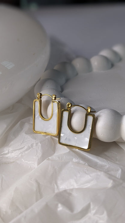 PADLOCK STAINLESS STEEL HOOP EARRINGS - SIFARA JEWELS