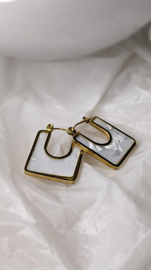 PADLOCK STAINLESS STEEL HOOP EARRINGS - SIFARA JEWELS