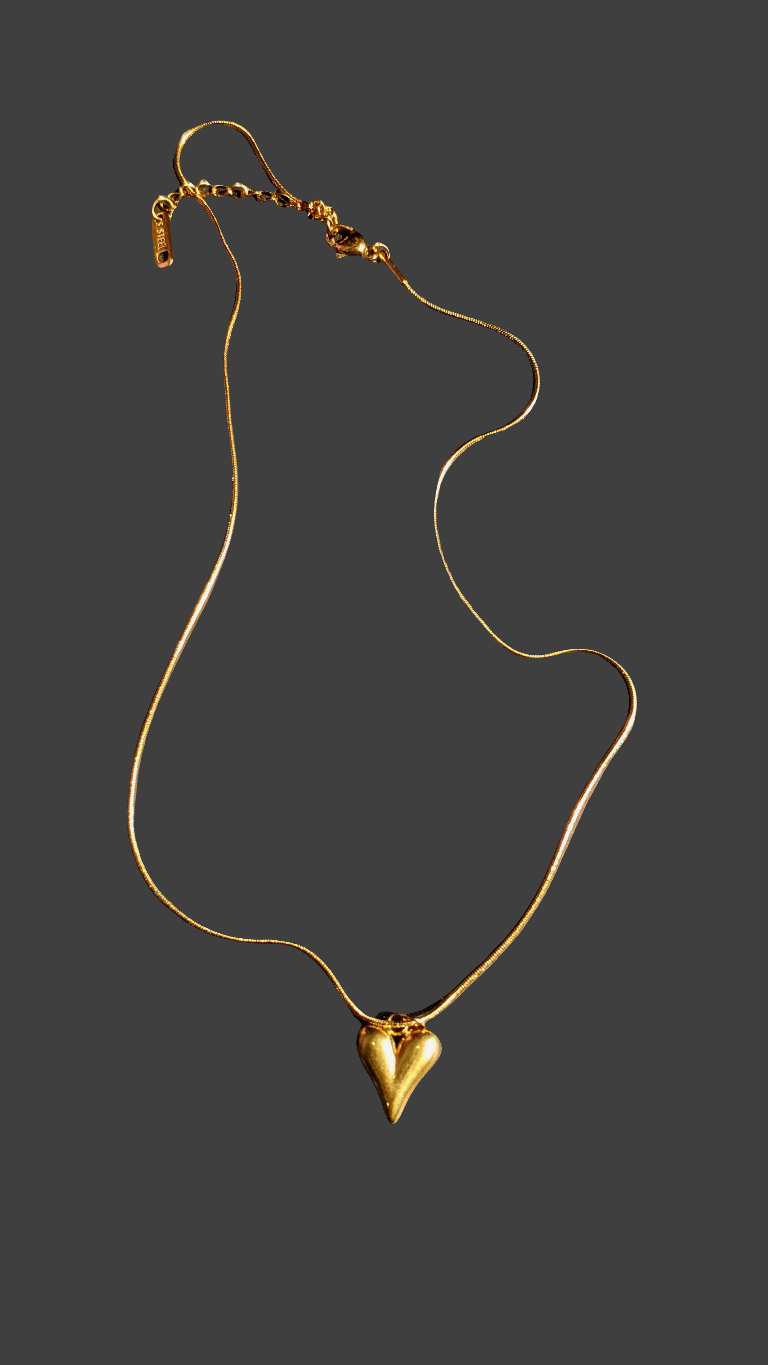 Stainless Steel Gold Heart Pendant - SIFARA JEWELS