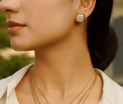 WHITE OPAL EARSTUDS - SIFARA JEWELS