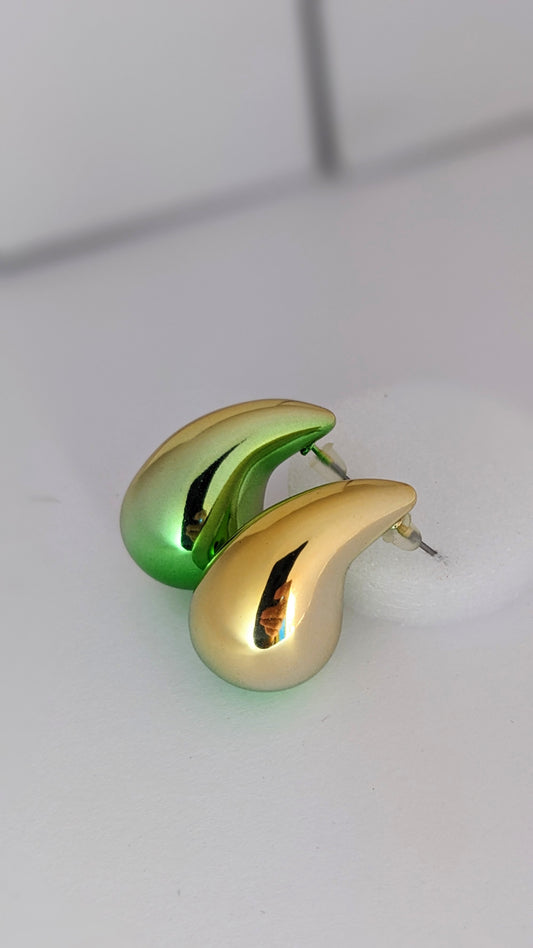 GOLDEN AND GREEN RAINDROP EARRINGS
