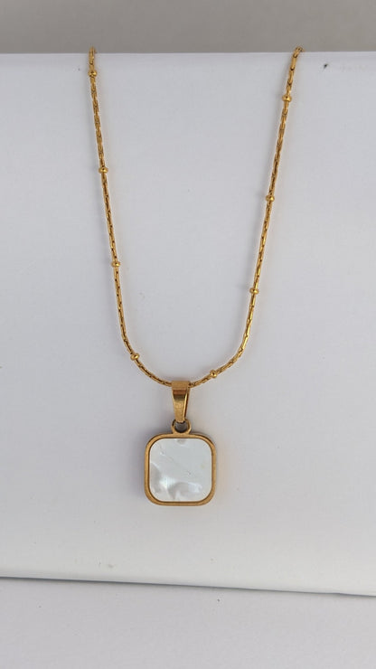 WHITE SQUARE PENDANT - SIFARA JEWELS