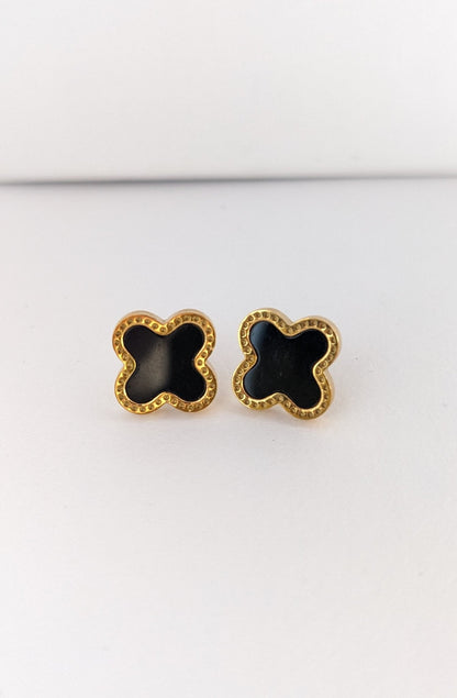 Black Clover Jewelry Set – Pendant Necklace, Earrings & Bracelet (3 - Piece Stainless Steel Set - SIFARA JEWELS