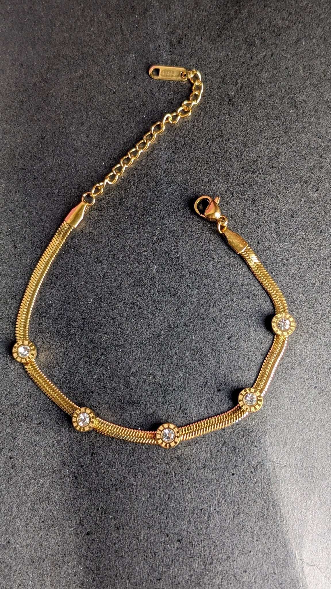 Roman Crystal Charm Snake Chain Bracelet - SIFARA JEWELS