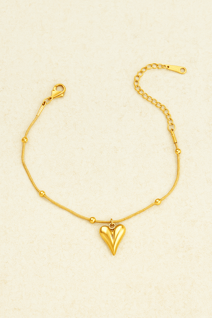 Stainless Steel Heart Charm Bracelet - SIFARA JEWELS