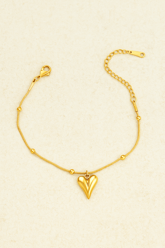 Stainless Steel Heart Charm Bracelet - SIFARA JEWELS