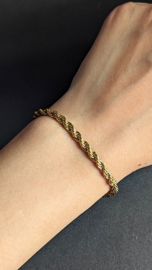 18k Gold Plated Twisted Rope Chain Bracelet