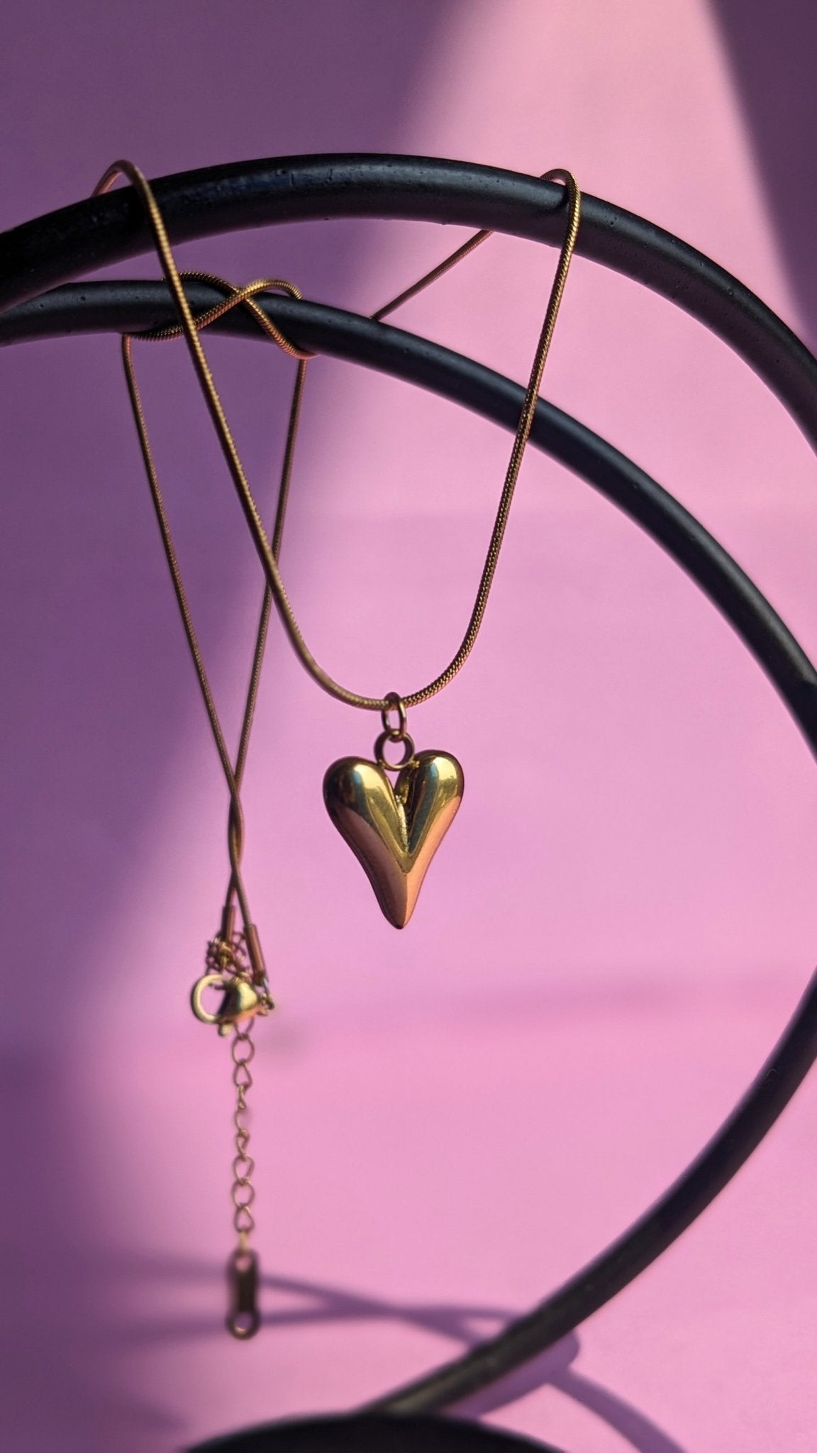 Stainless Steel Gold Heart Pendant - SIFARA JEWELS