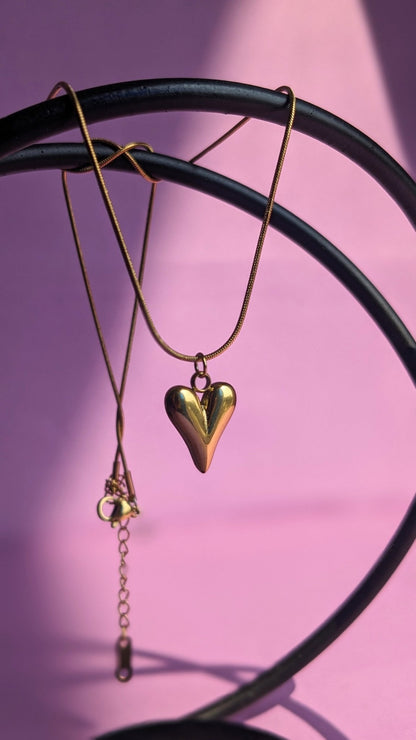 Stainless Steel Gold Heart Pendant - SIFARA JEWELS