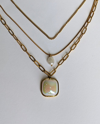 THREE LAYERED WHITE OPAL NECKLACE - SIFARA JEWELS