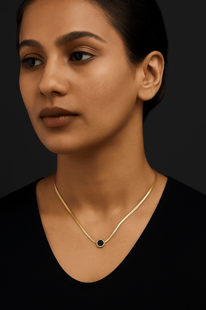 Gold Black Roman Numeric Snake Chain Necklace - SIFARA JEWELS