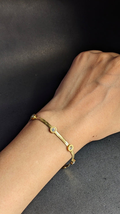 Roman Crystal Charm Snake Chain Bracelet - SIFARA JEWELS