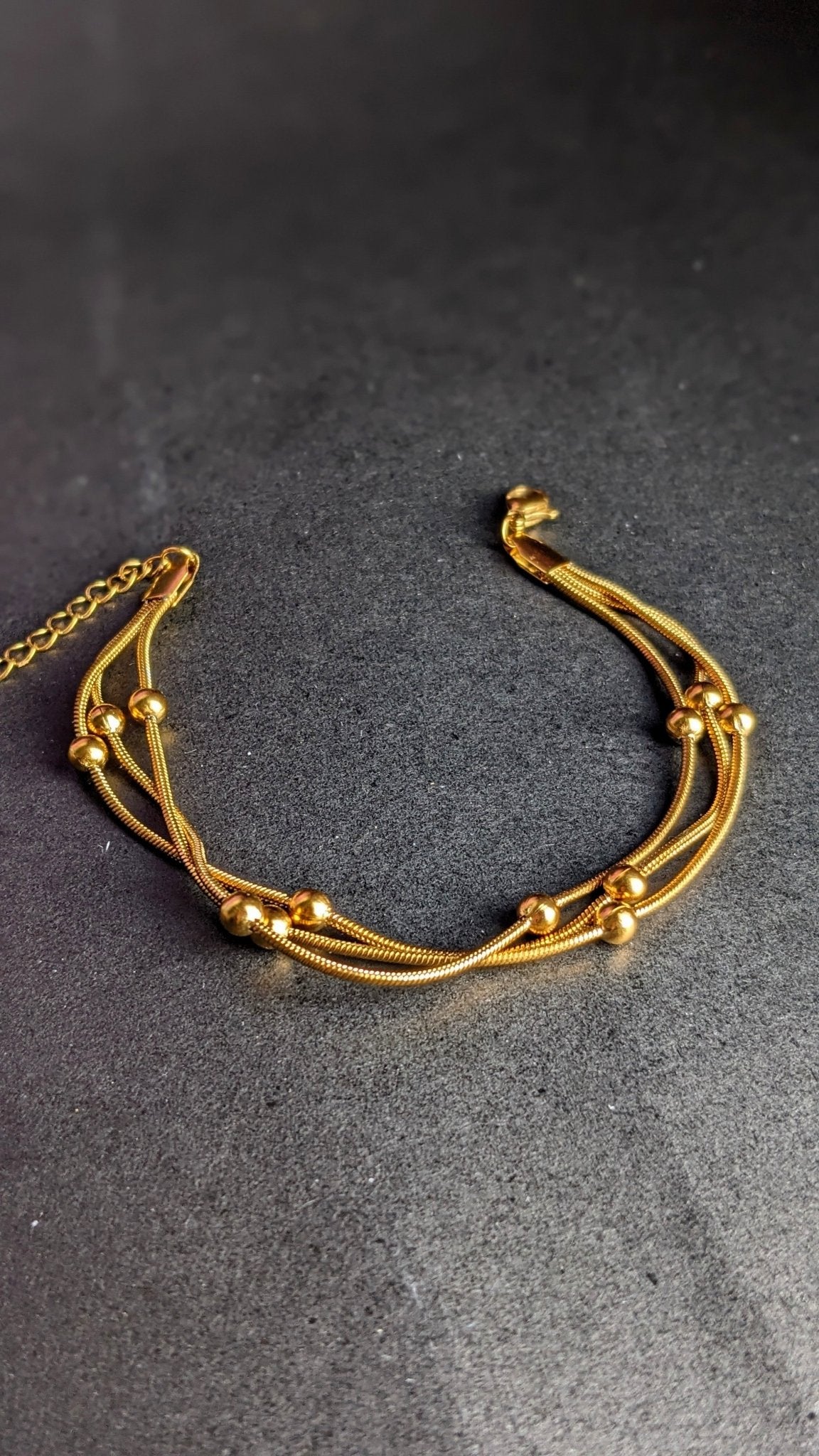 Stainless Steel Three Layered Balls Beads Bracelet - SIFARA JEWELS