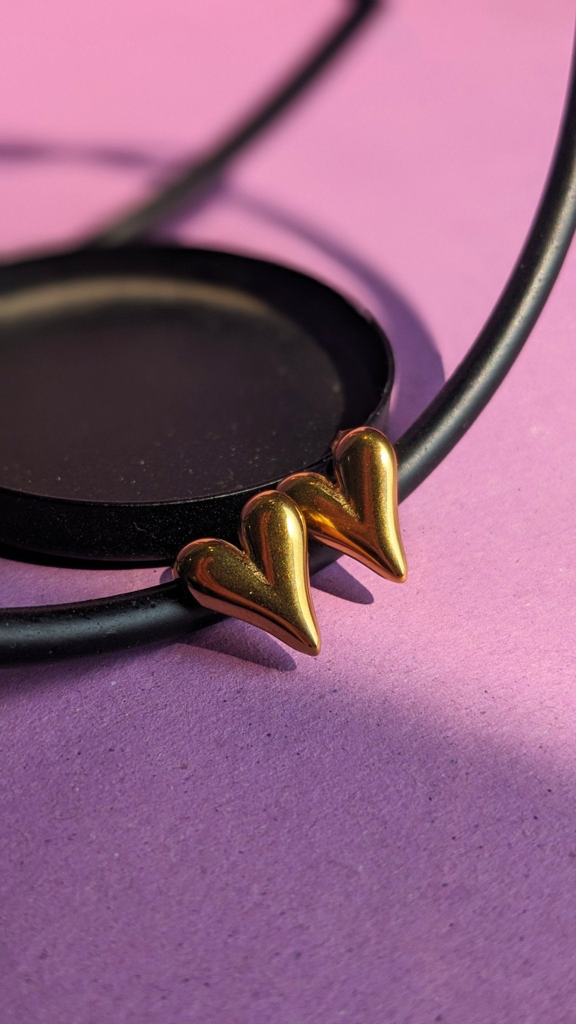 Gold Heart Shaped Ear Studs - SIFARA JEWELS