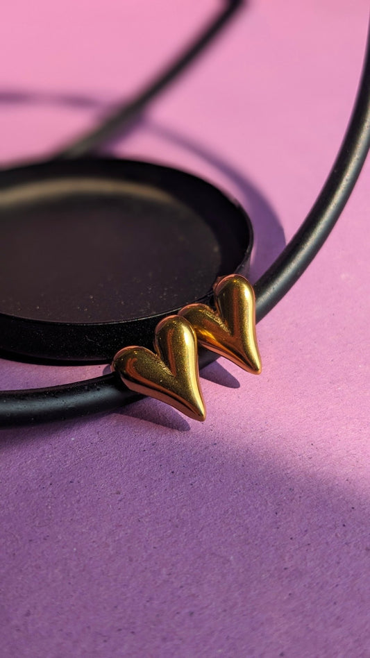 Gold Heart Shaped Ear Studs - SIFARA JEWELS