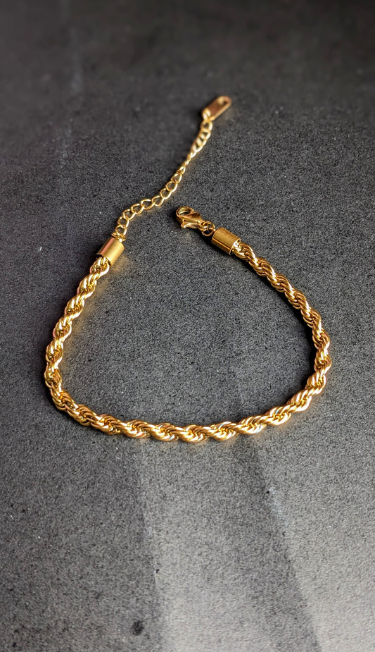 18k Gold Plated Twisted Rope Chain Bracelet