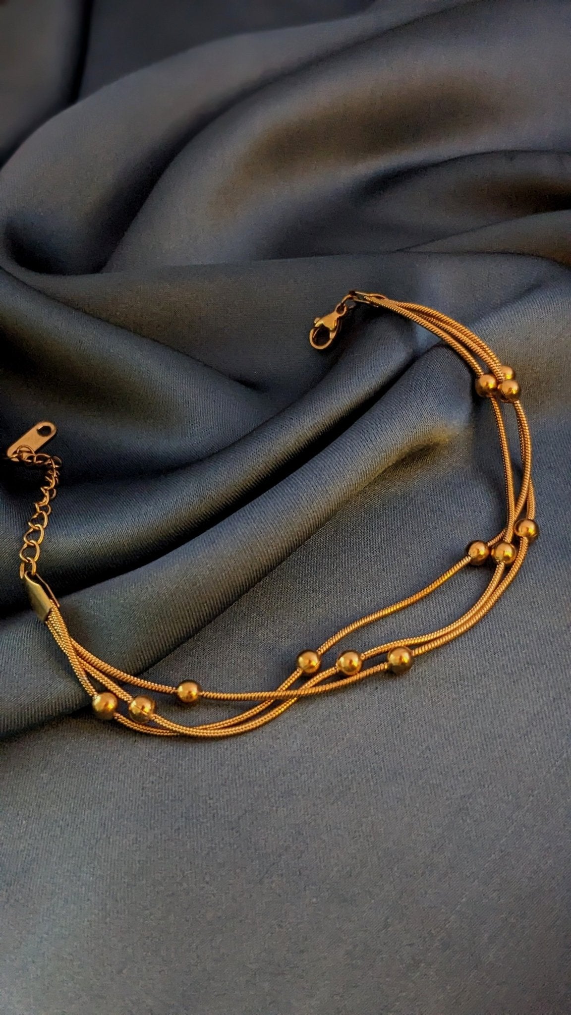 Stainless Steel Three Layered Balls Beads Bracelet - SIFARA JEWELS