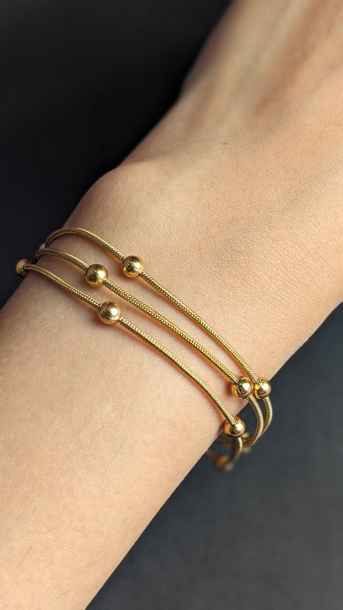 Stainless Steel Three Layered Balls Beads Bracelet - SIFARA JEWELS