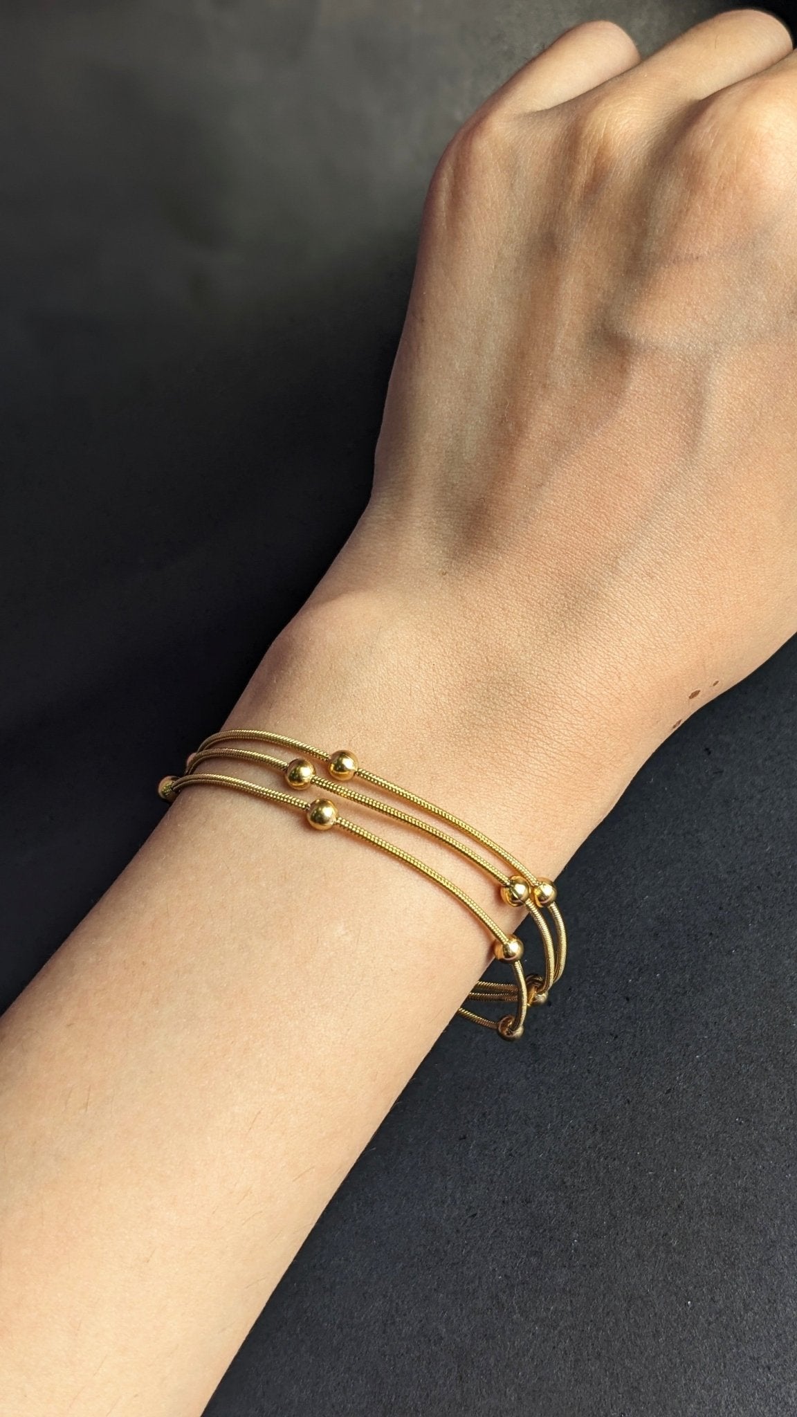 Stainless Steel Three Layered Balls Beads Bracelet - SIFARA JEWELS